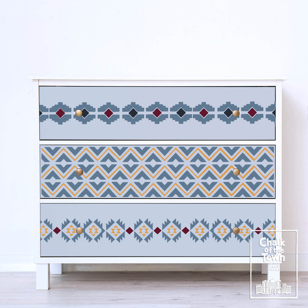 Aztec Combo Six - στένσιλ 30X30cm - Chalk Of The Town® Stencils