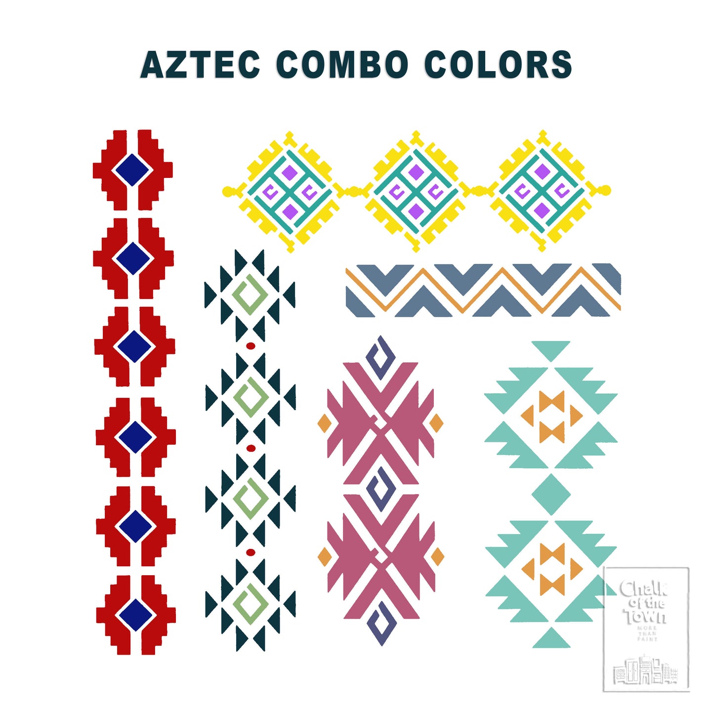 Aztec Combo Six - στένσιλ 30X30cm - Chalk Of The Town® Stencils