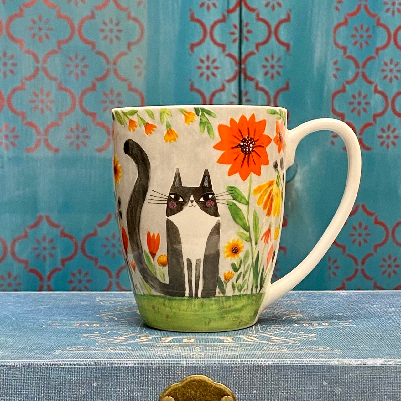 Flowers Cat Mug | Chalk Of The Town® Museum Art | Κούπα Πορσελάνη 380ml - Chalk Of The Town®