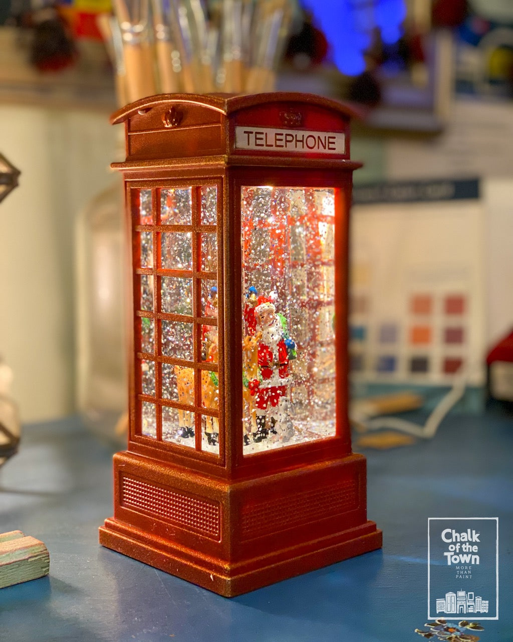 Chalk Of The Town - Χριστουγενιάτικη χιονόμπαλα - Άγιος Βασίλης - Τηλεφωνικός θάλαμος - Chalk Of The Town Gifts & Collectibles