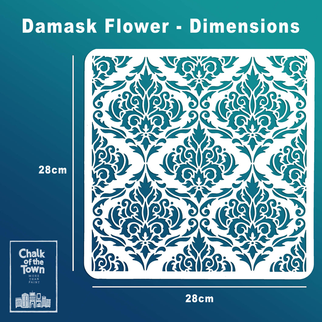 Chalk Of The Town Damask Flower Stencil