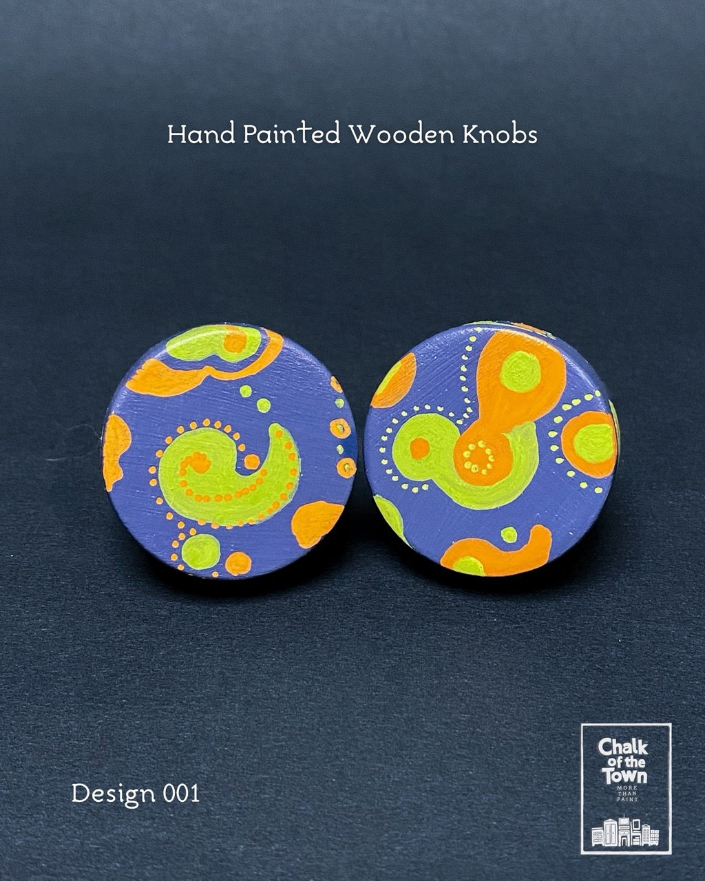 Ζωγραφιστά ξύλινα πόμολα Chalk Of The Town / Hand Painted Wooden Knobs