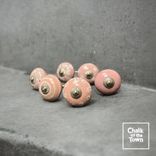 Pink Blossom 1 | Σετ από 6 Vintage Κεραμικά Πόμολα | Pink & White Vintage knobs (set of 6) - Chalk Of The Town®
