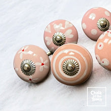 Pink Blossom 1 | Σετ από 6 Vintage Κεραμικά Πόμολα | Pink & White Vintage knobs (set of 6) - Chalk Of The Town® 