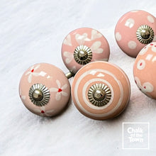 Pink Blossom 1 | Σετ από 6 Vintage Κεραμικά Πόμολα | Pink & White Vintage knobs (set of 6) - Chalk Of The Town®