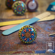 Mandala χειροποίητο κεραμικό πόμολο - 3 | πολύχρωμο |  Mandala Ceramic Knob - 3 | Multicolor - Chalk Of The Town® 