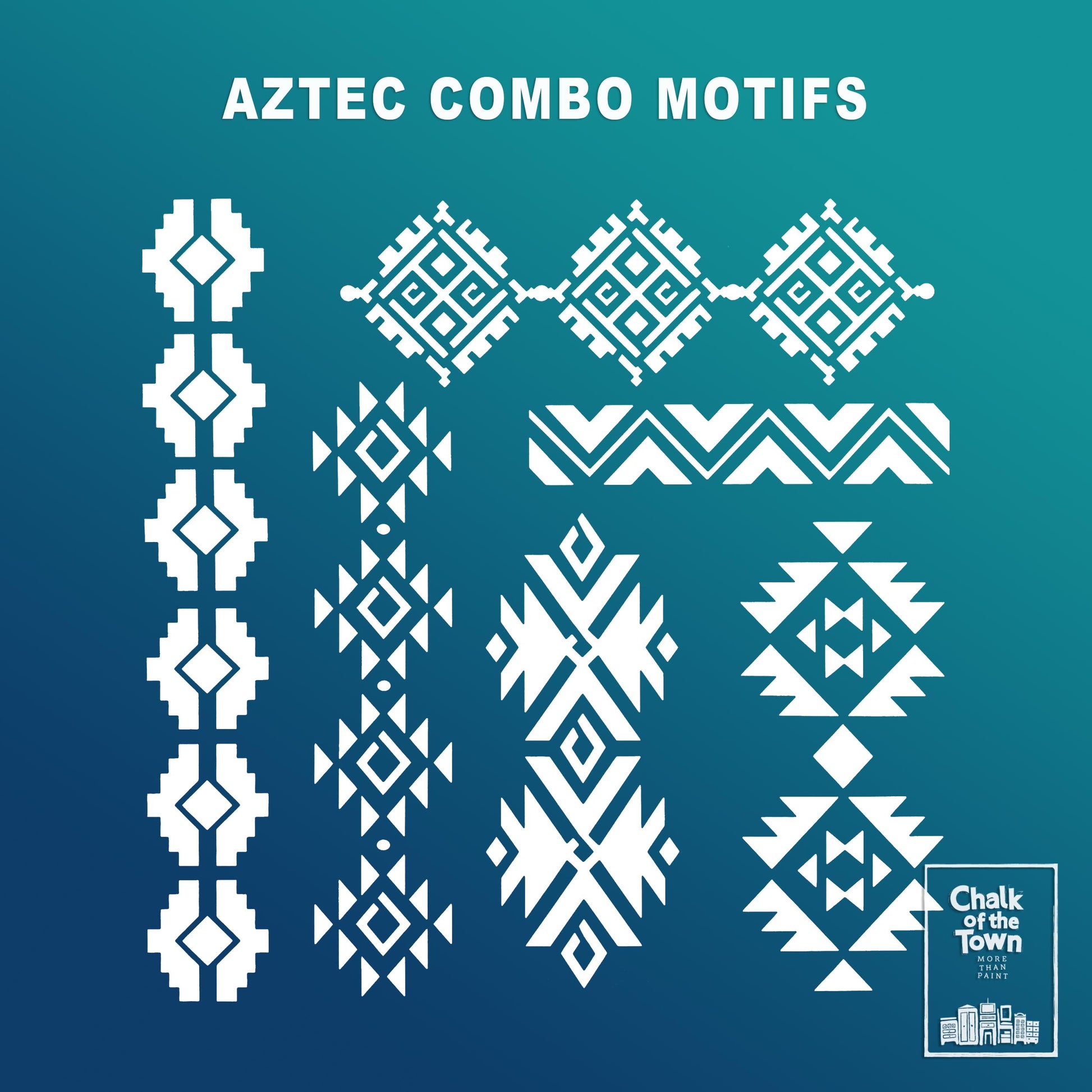 Aztec Combo Six - στένσιλ 30X30cm - Chalk Of The Town® Stencils