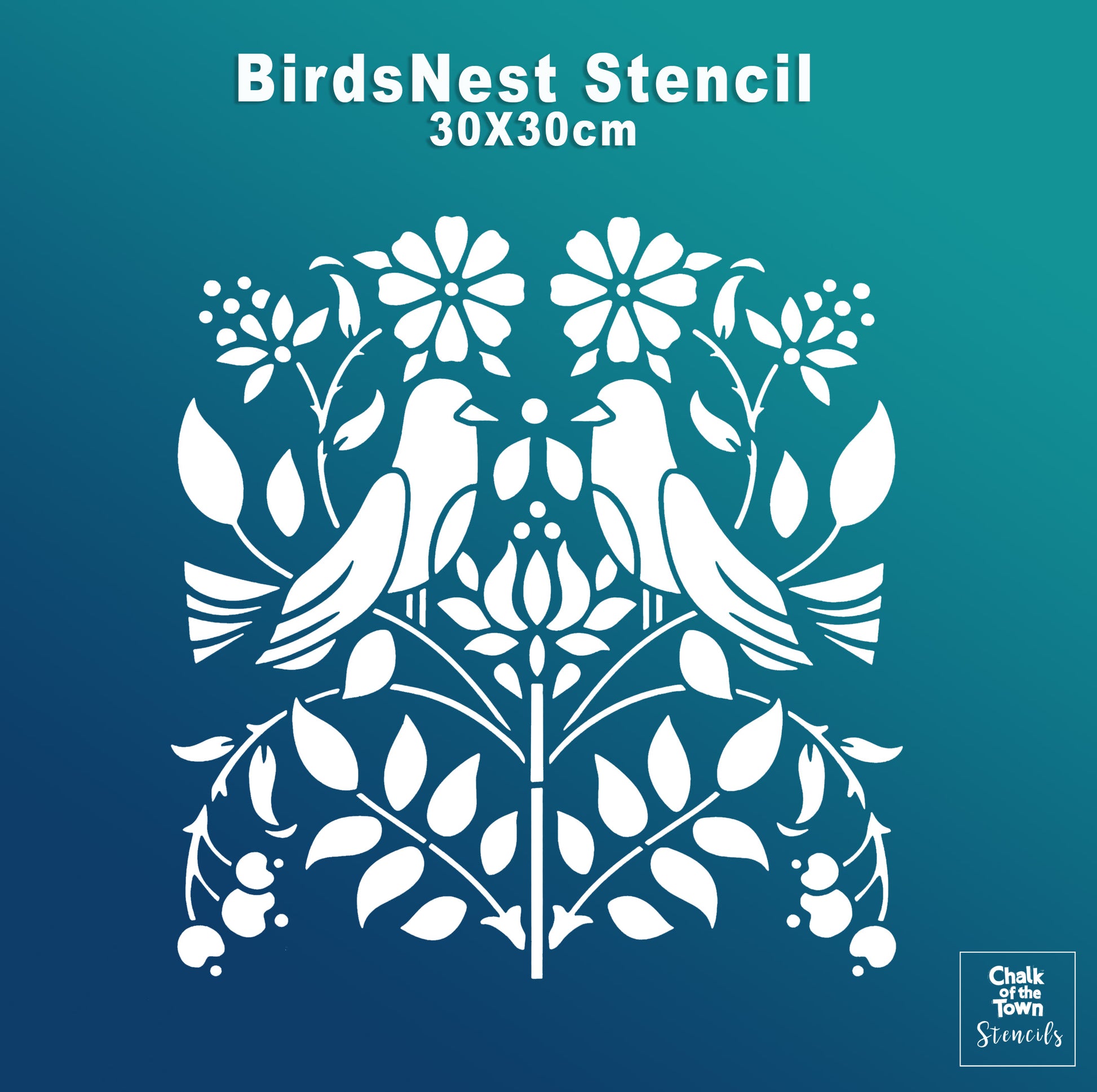 "Birds Nest" στένσιλ 30x30cm- Chalk Of The Town® Stencils Collection - Chalk Of The Town® 