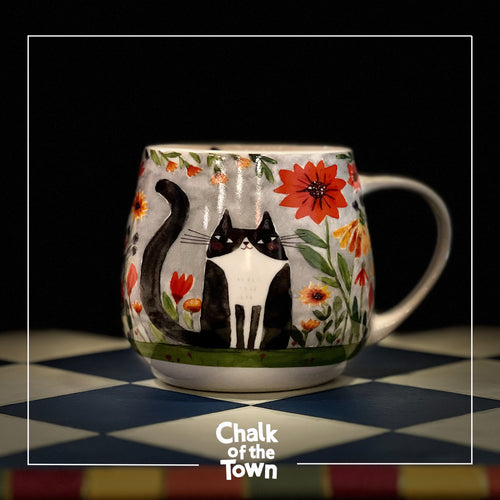 Flowers Cat Mug | Chalk Of The Town® Museum Art | Κούπα Πορσελάνη 430ml