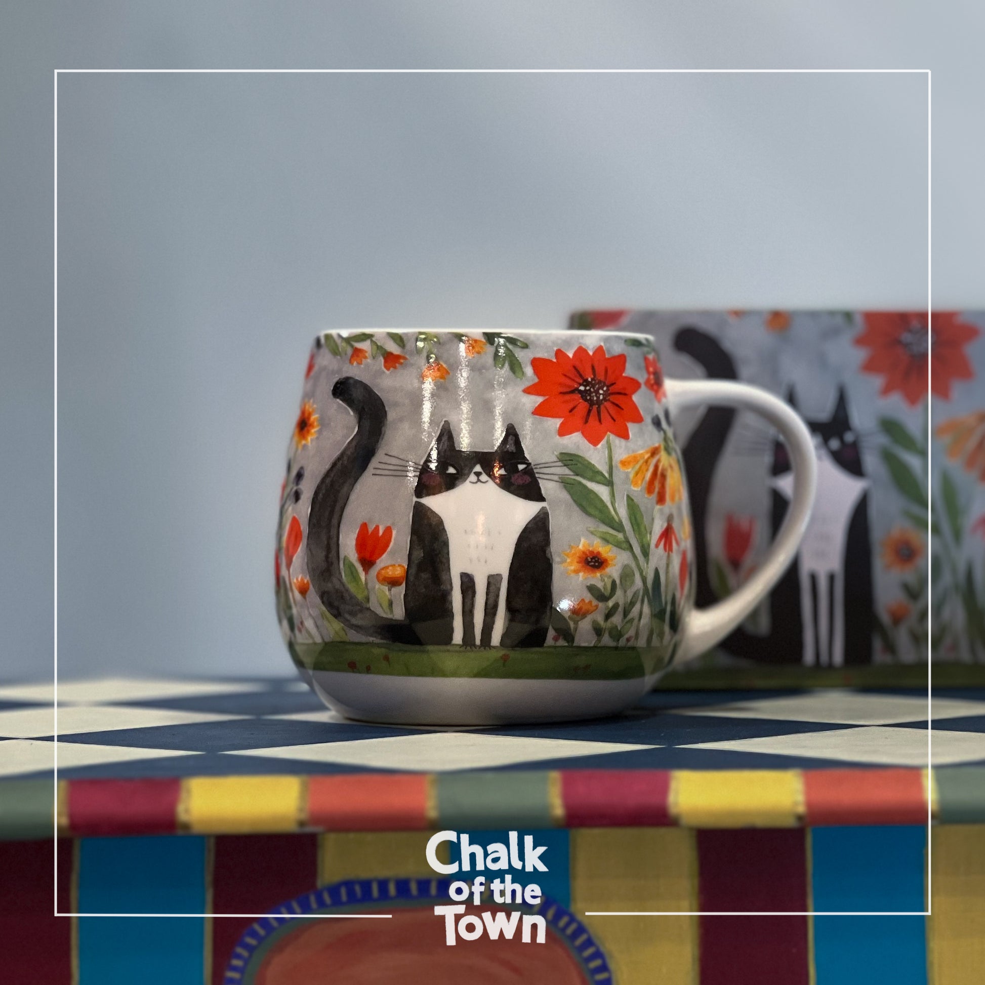 Flowers Cat Mug | Chalk Of The Town® Museum Art | Κούπα Πορσελάνη 430ml - Chalk Of The Town® 