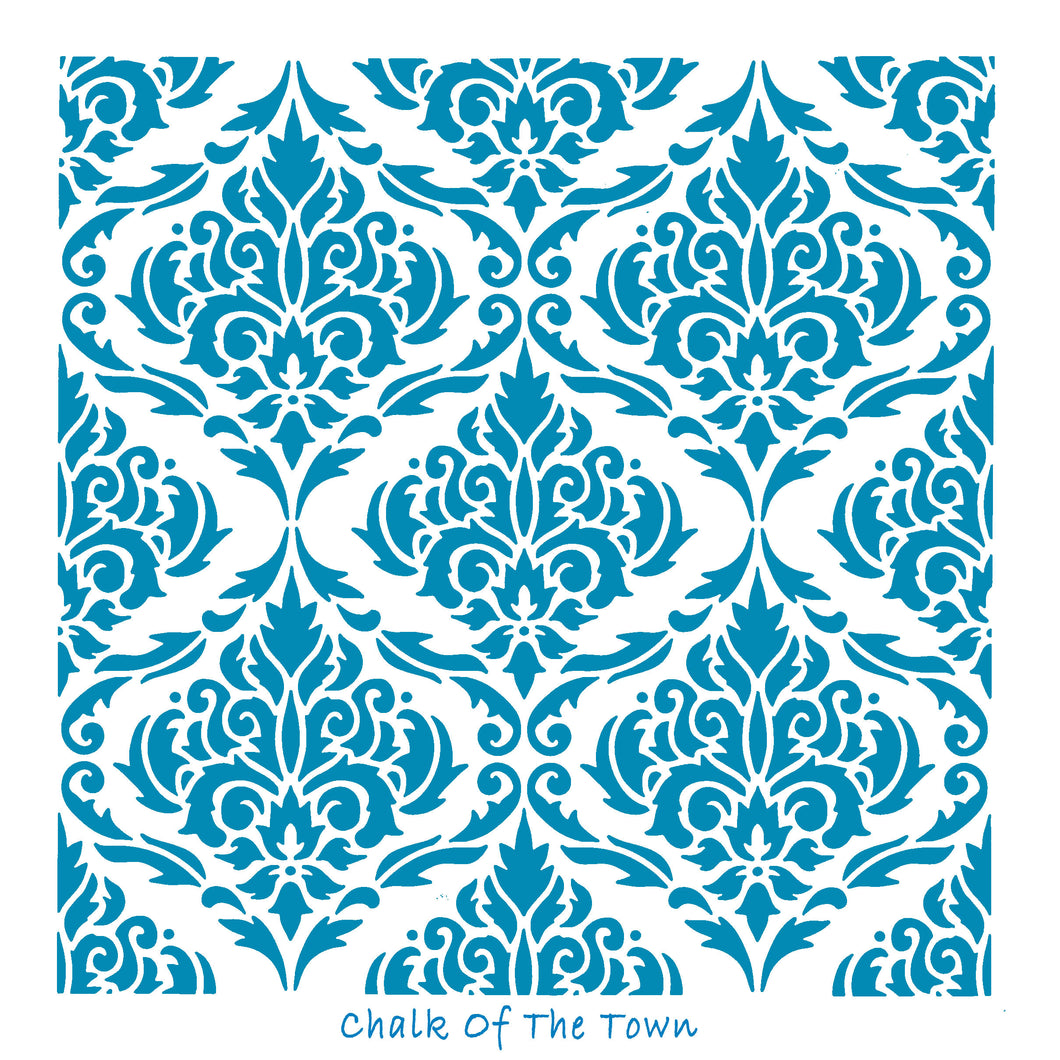 Flower Damask στένσιλ 28x28cm- Chalk Of The Town® Stencils Collection