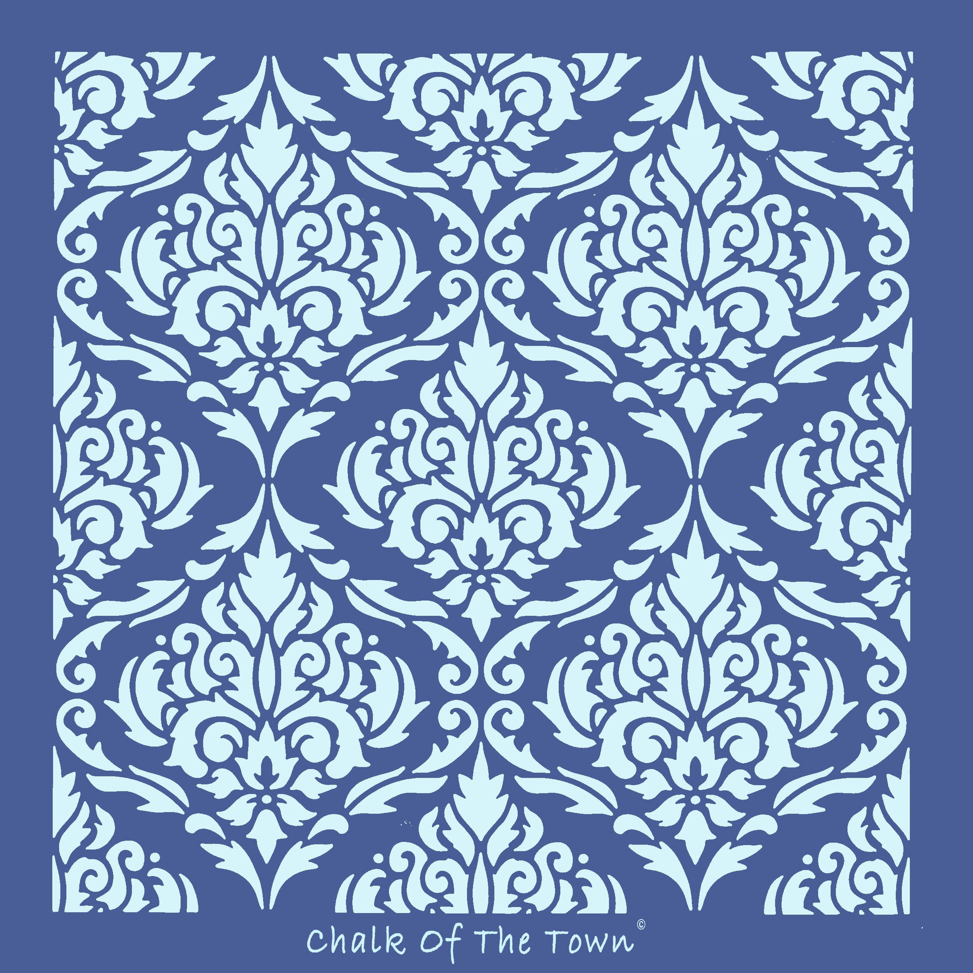 Flower Damask στένσιλ 28x28cm- Chalk Of The Town® Stencils Collection