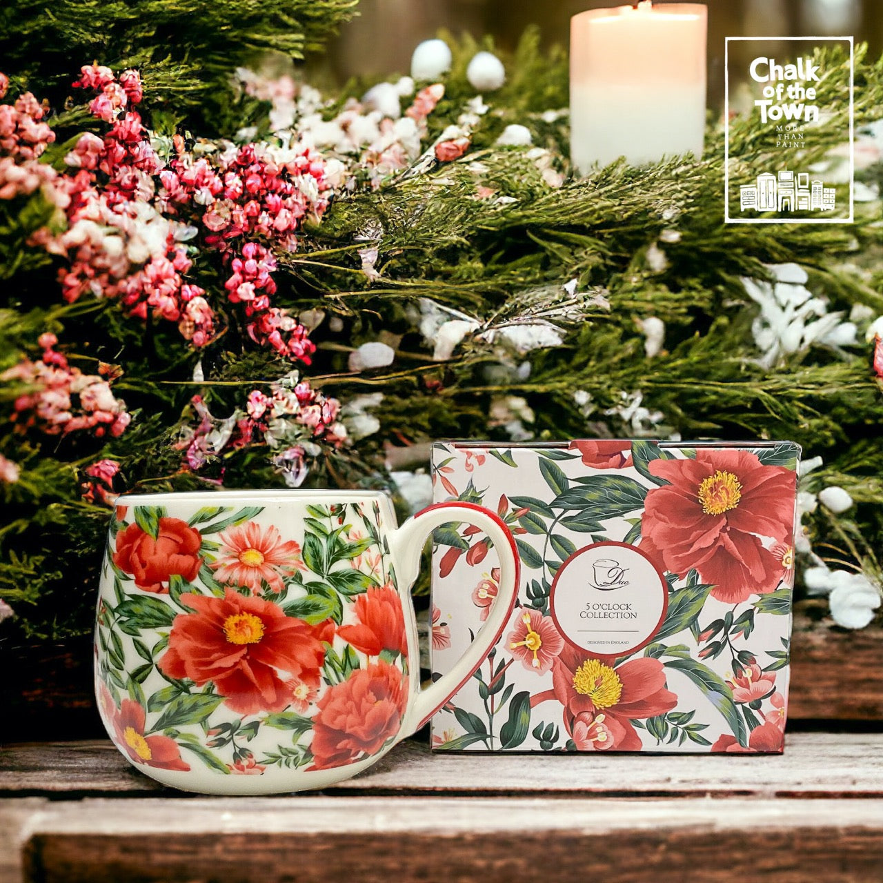 "Felicity" Floral Mug | Chalk Of The Town® Museum Art | Κούπα Πορσελάνη 430ml - Chalk Of The Town® 