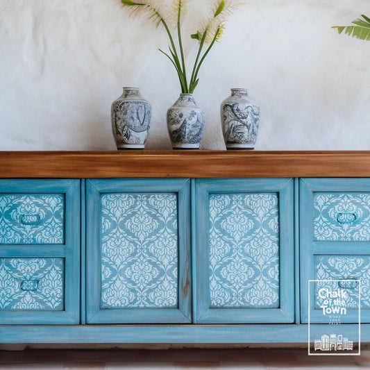 Flower Damask στένσιλ 28x28cm- Chalk Of The Town® Stencils Collection