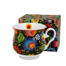 "Retro Black" Floral Mug | Chalk Of The Town® Museum Art | Κούπα από Πορσελάνη 450ml