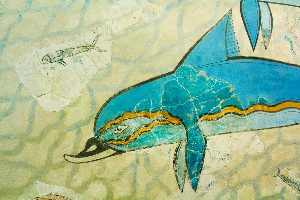 Λεπτομέρεια από την τοιχογραφία "Τα Δελφίνια" στο Ανάκτορο της Κνωσσού