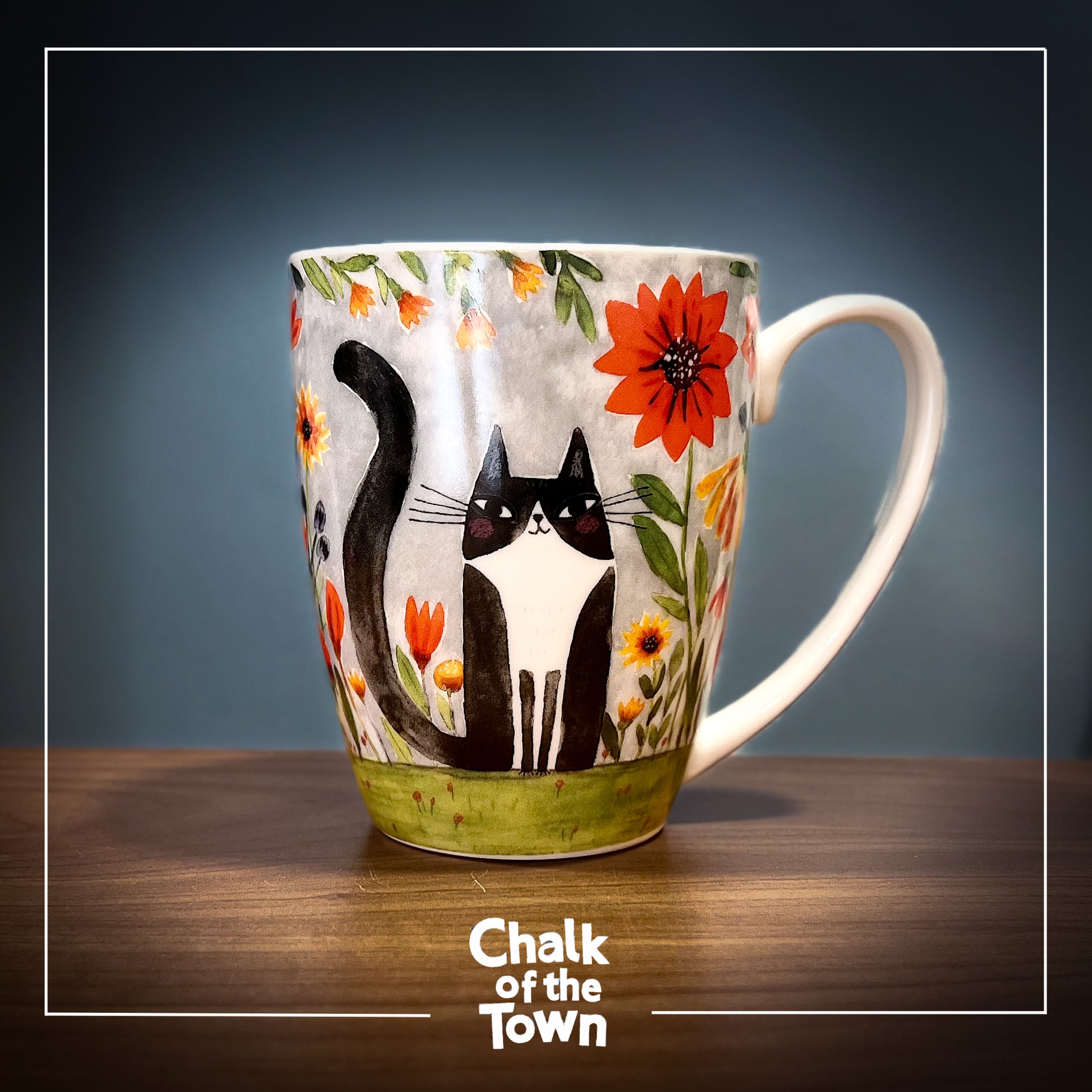 Flowers Cat Mug | Chalk Of The Town® Museum Art | Κούπα Πορσελάνη 380ml - Chalk Of The Town® 