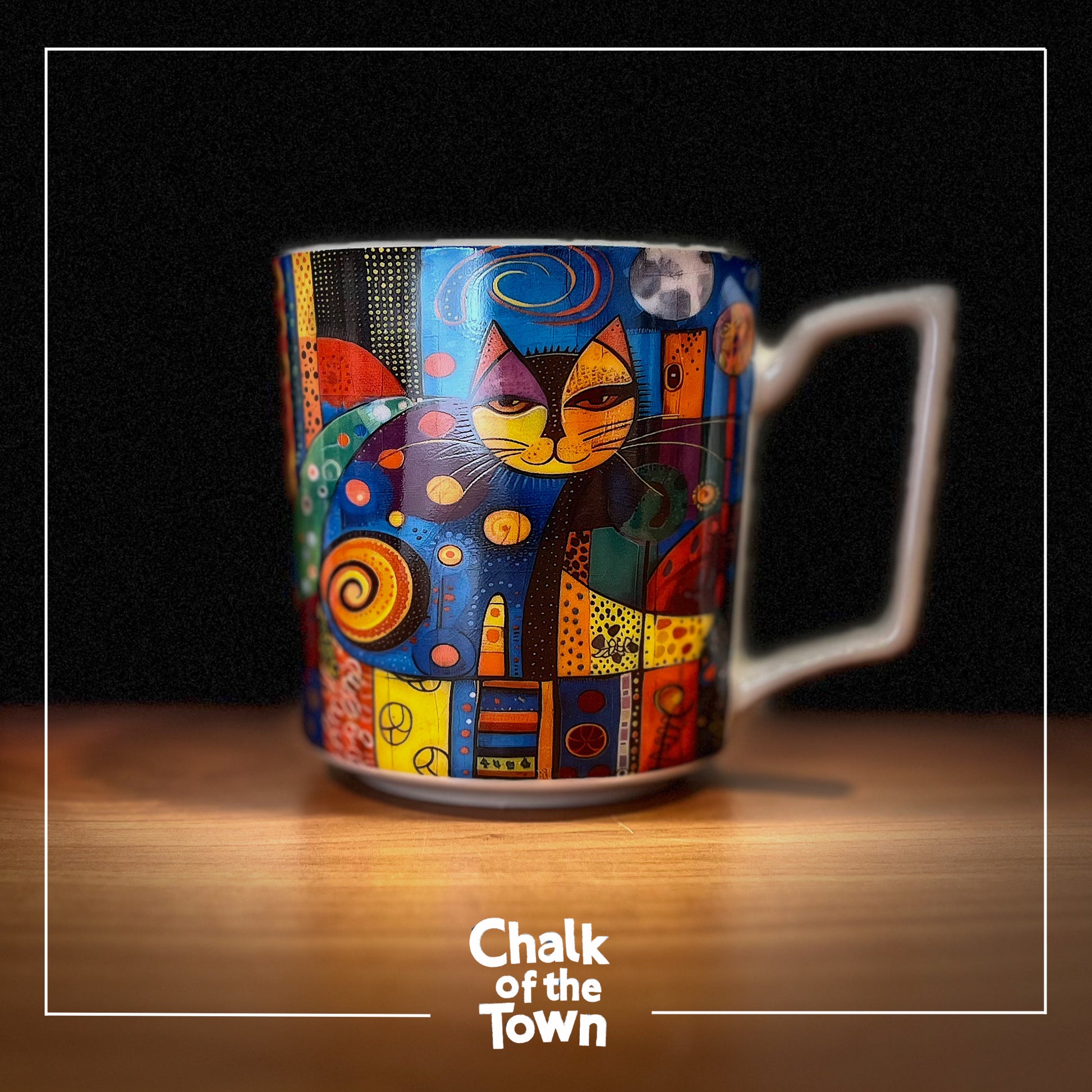 "Cat"| Chalk Of The Town® Modern Art | Κούπα Πορσελάνη 450ml - Chalk Of The Town® 