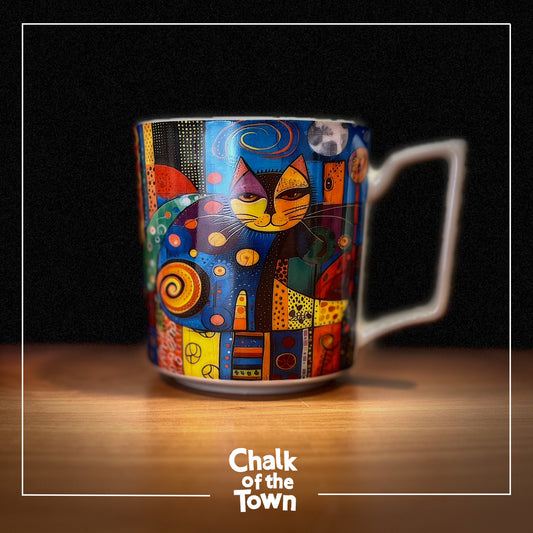 "Cat"| Chalk Of The Town® Modern Art | Κούπα Πορσελάνη 450ml - Chalk Of The Town® 