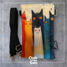 Velvet Phone Bag "Cats"  | Chalk Of The Town® Museum Art | Τσαντάκι για κινητό