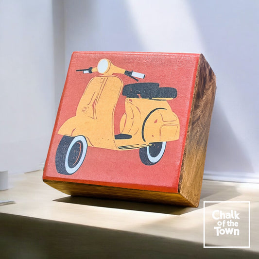Ξύλινο κουτί με παράσταση"Vespa Posterize" 12.5X12.5X6.5cm| Chalk Of The Town® Collectibles | Wooden Box "Vespa Posterize" - Chalk Of The Town® 