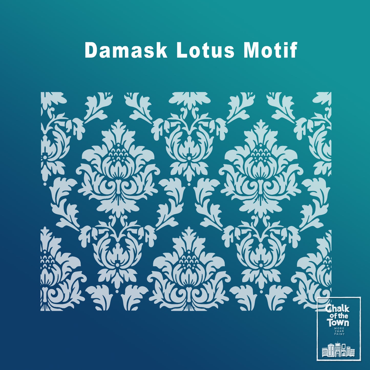 Damask Lotus στένσιλ 29x39cm- Chalk Of The Town® Stencils Collection