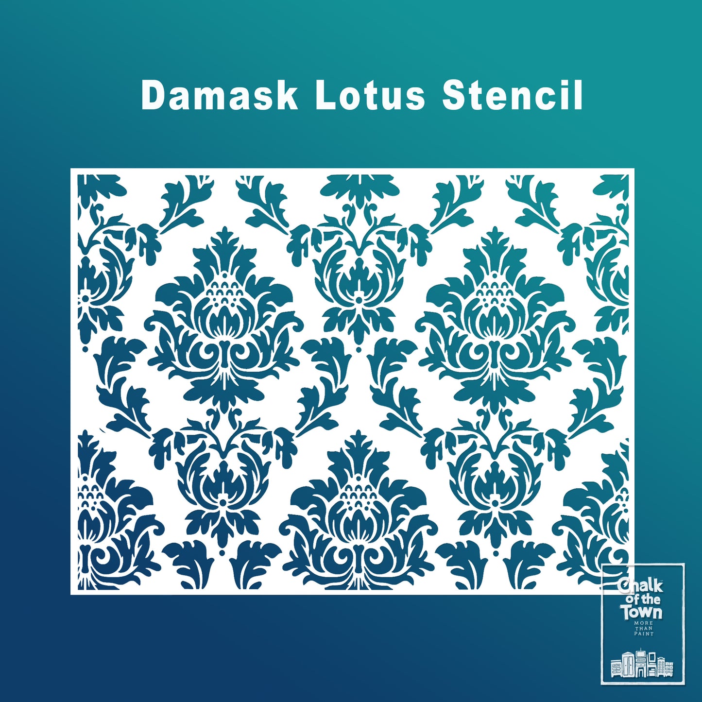 Damask Lotus στένσιλ 29x39cm- Chalk Of The Town® Stencils Collection