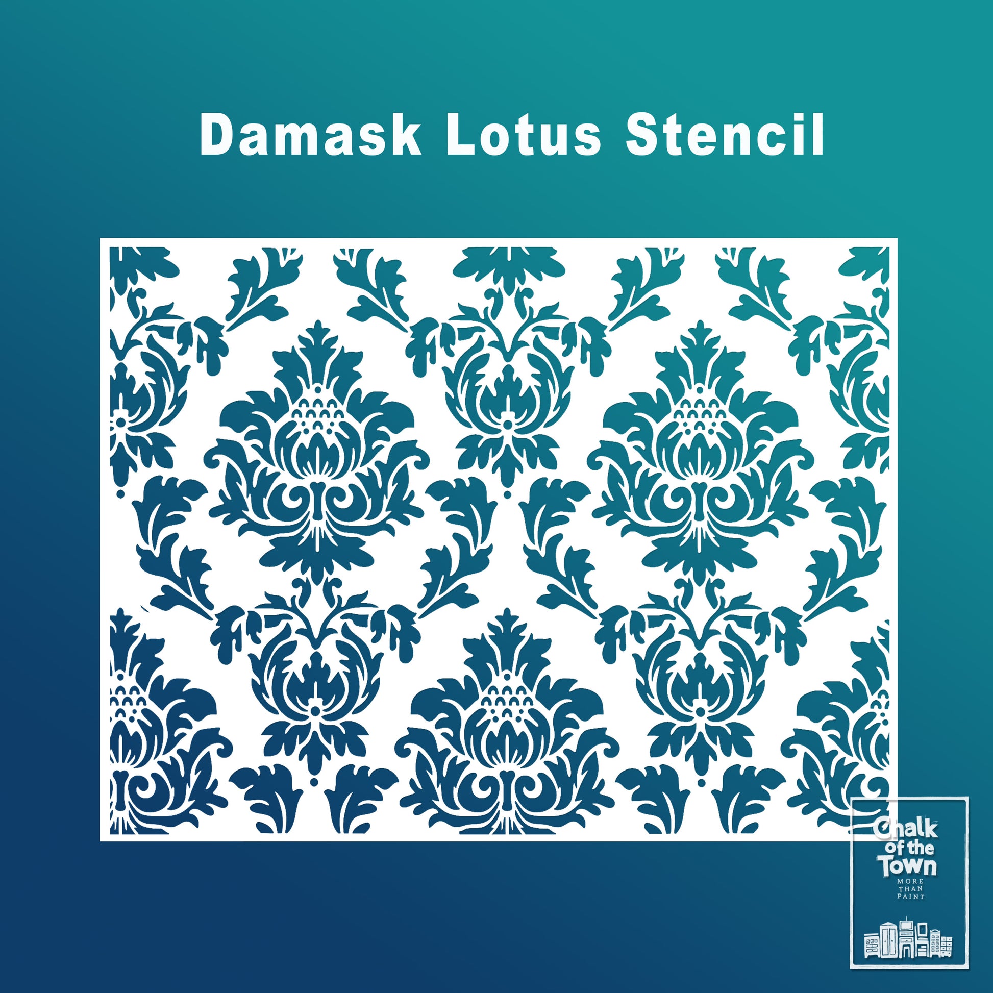 Damask Lotus στένσιλ 29x39cm- Chalk Of The Town® Stencils Collection