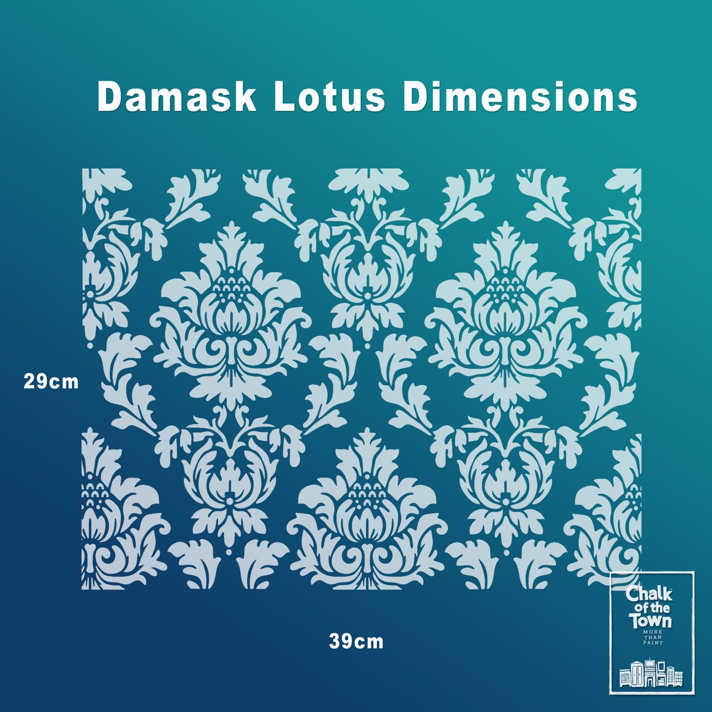 Damask Lotus στένσιλ 29x39cm- Chalk Of The Town® Stencils Collection