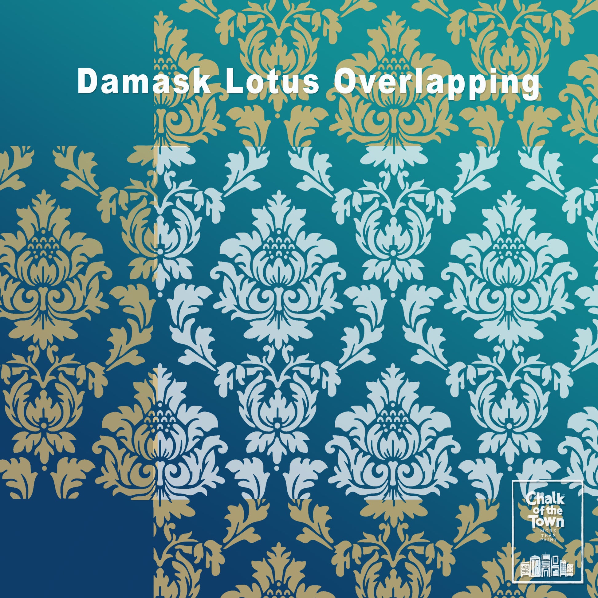 Damask Lotus στένσιλ 29x39cm- Chalk Of The Town® Stencils Collection
