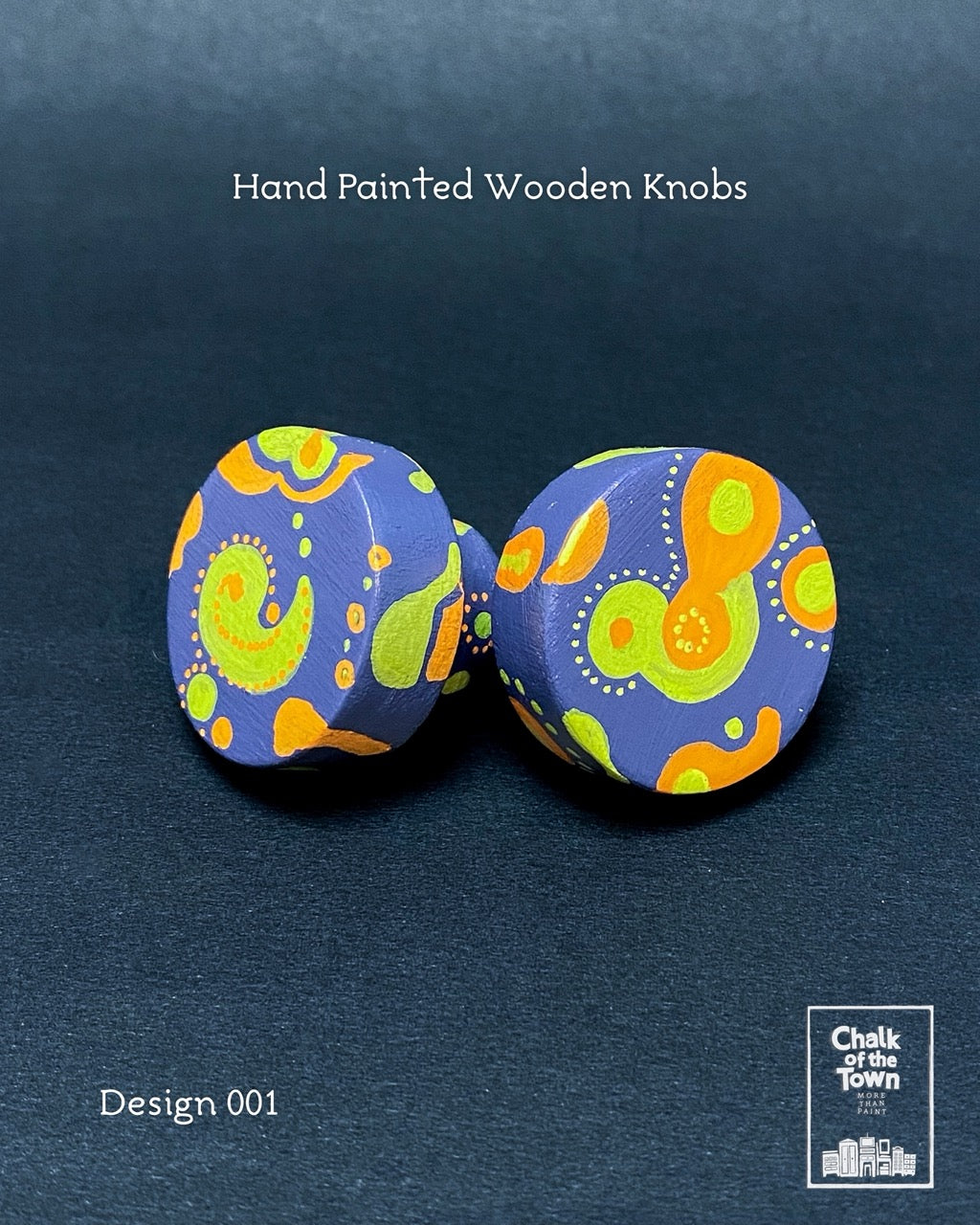 Ζωγραφιστά ξύλινα πόμολα Chalk Of The Town / Hand Painted Wooden Knobs