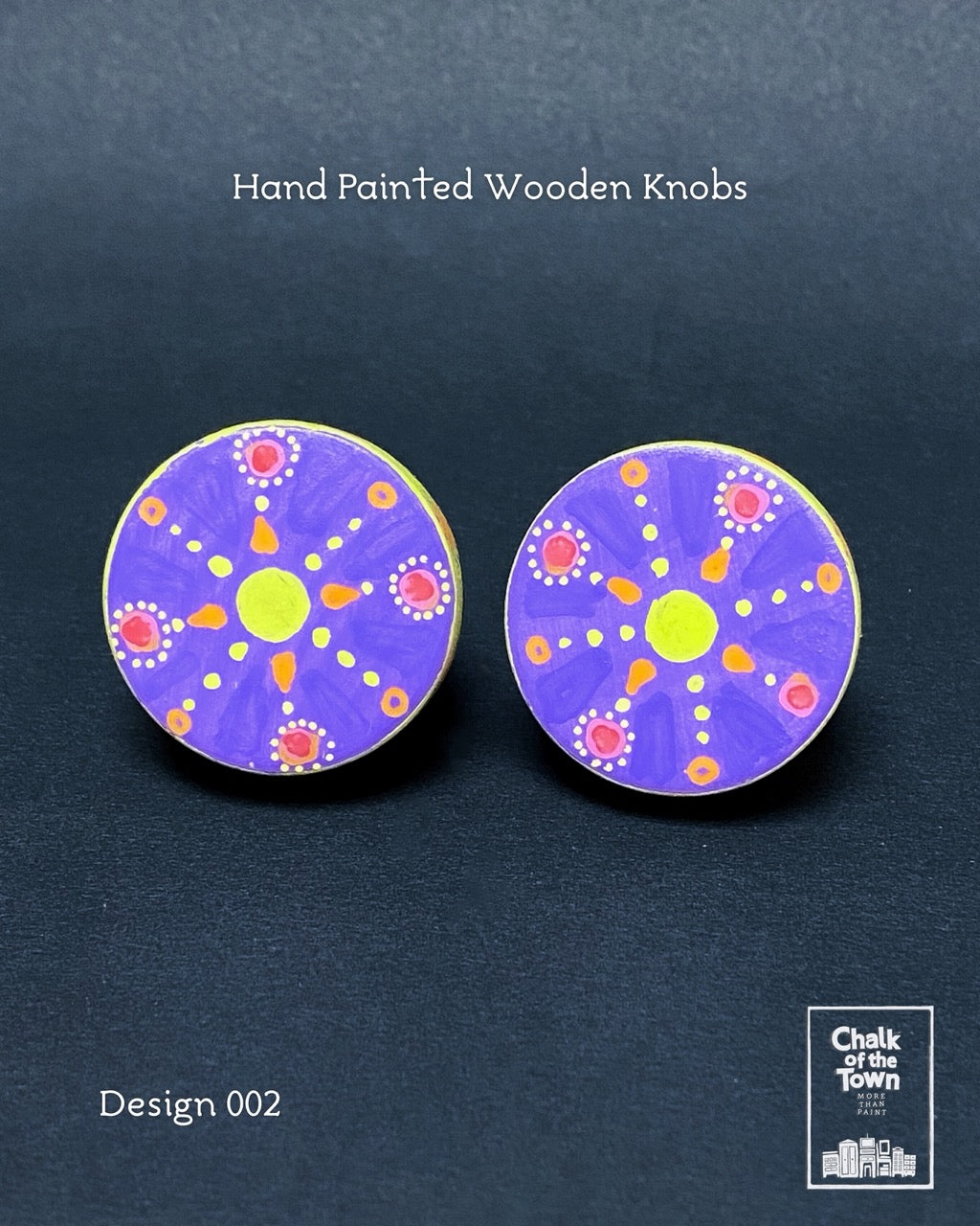 Ζωγραφιστά ξύλινα πόμολα Chalk Of The Town / Hand Painted Wooden Knobs