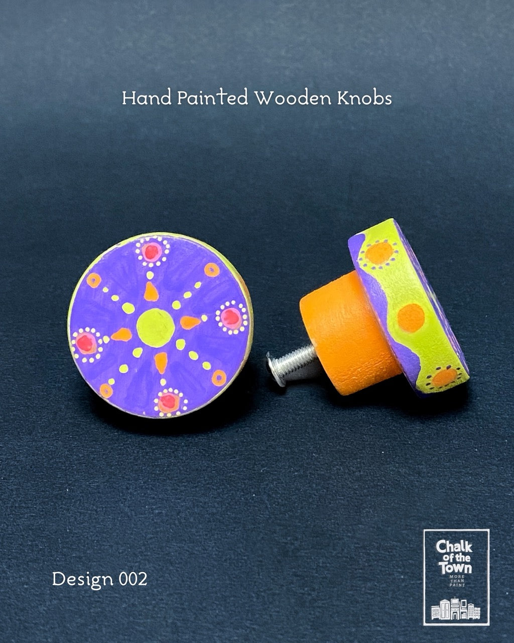 Ζωγραφιστά ξύλινα πόμολα Chalk Of The Town / Hand Painted Wooden Knobs