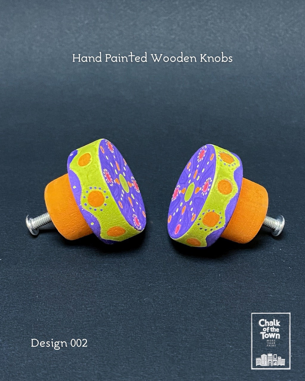 Ζωγραφιστά ξύλινα πόμολα Chalk Of The Town / Hand Painted Wooden Knobs