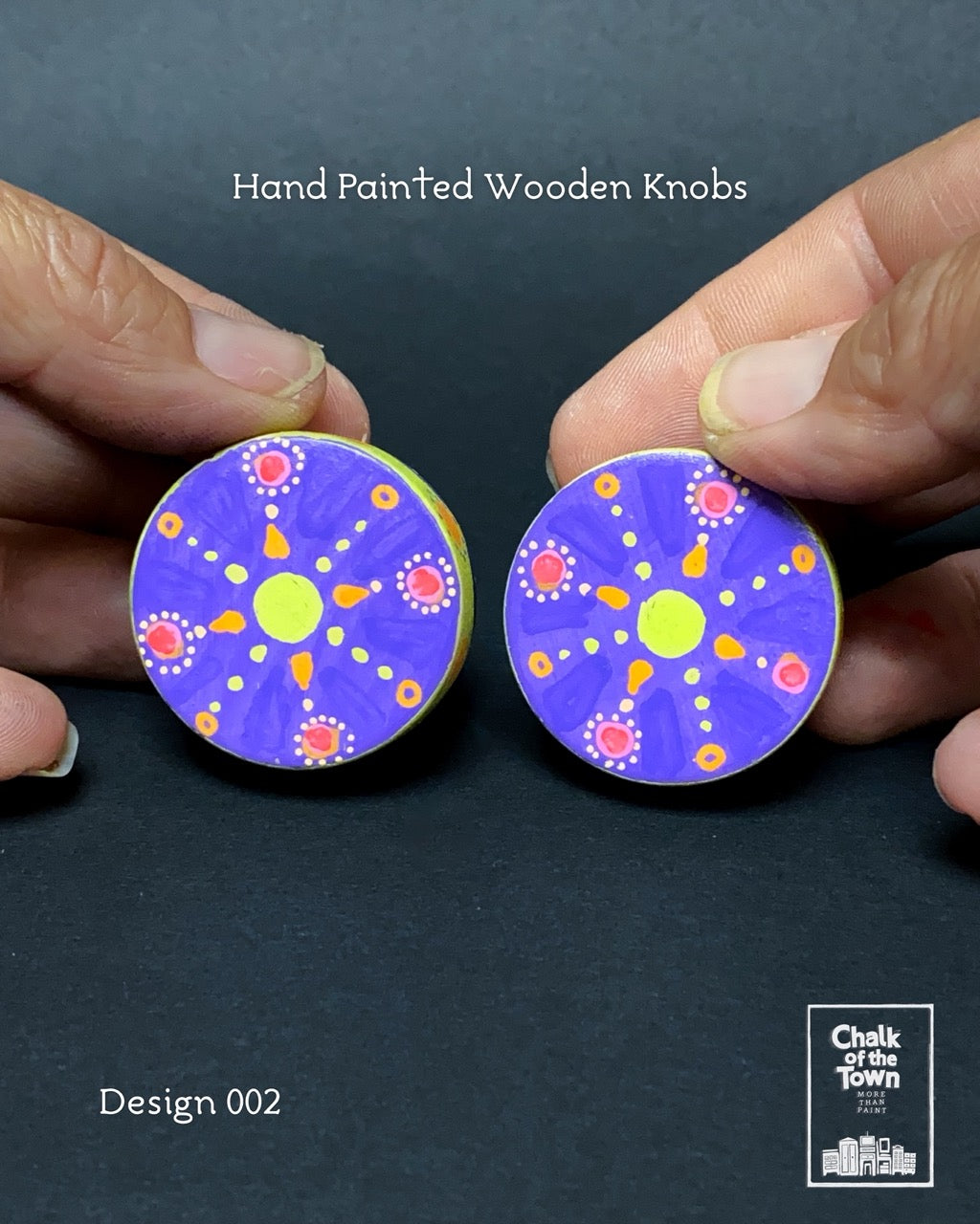 Ζωγραφιστά ξύλινα πόμολα Chalk Of The Town / Hand Painted Wooden Knobs