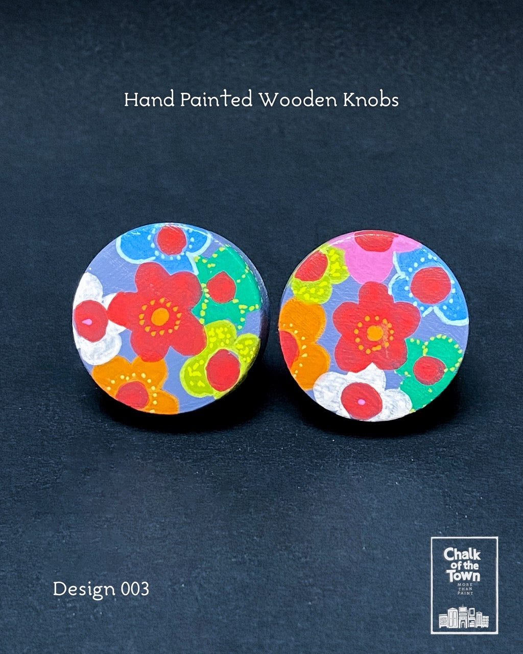 Ζωγραφιστά ξύλινα πόμολα Chalk Of The Town / Hand Painted Wooden Knobs