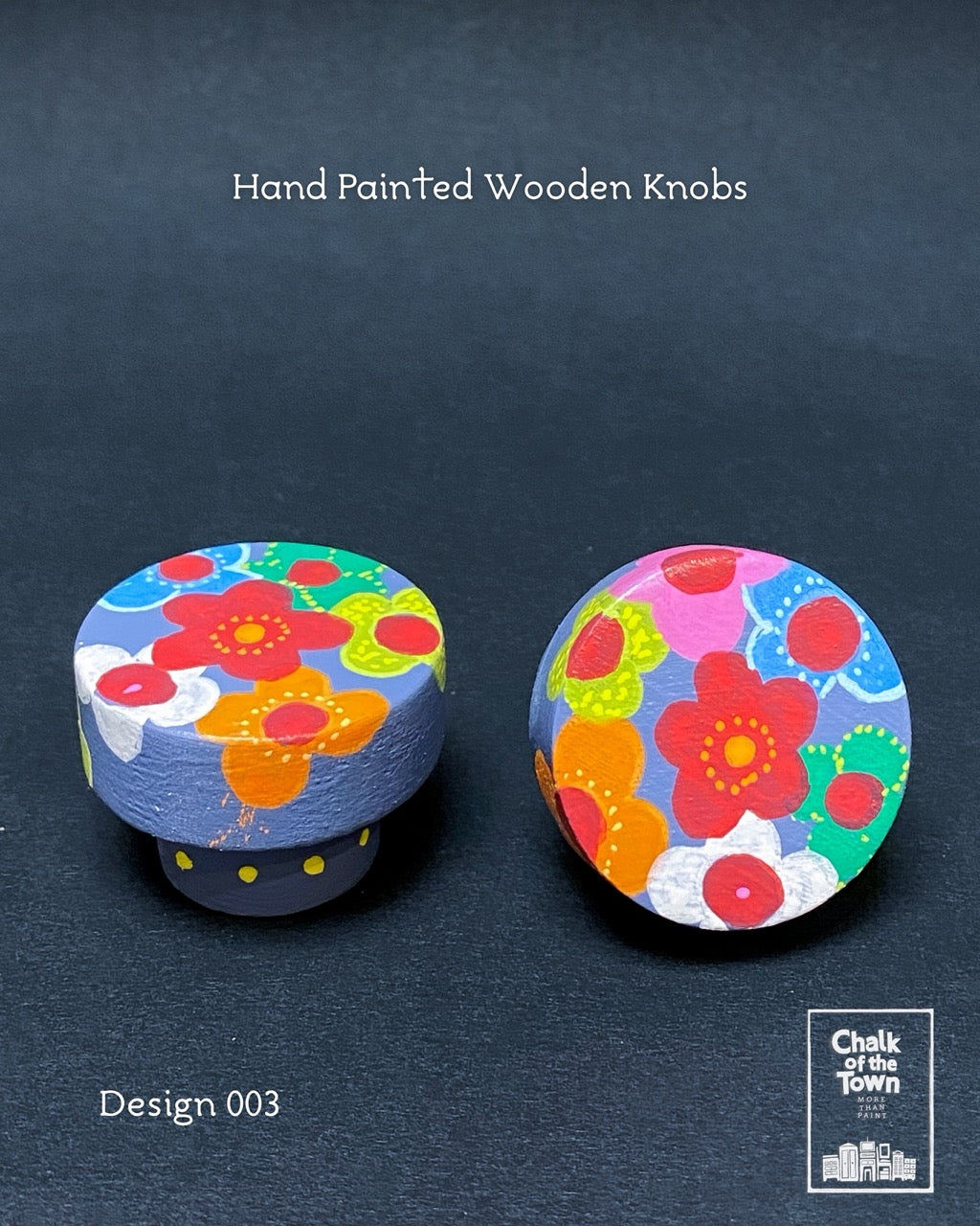 Ζωγραφιστά ξύλινα πόμολα Chalk Of The Town / Hand Painted Wooden Knobs
