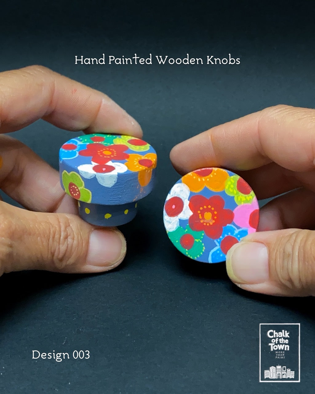 Ζωγραφιστά ξύλινα πόμολα Chalk Of The Town / Hand Painted Wooden Knobs