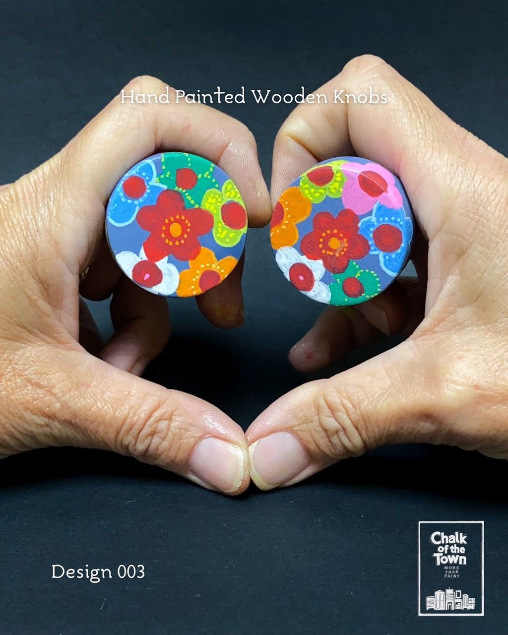 Ζωγραφιστά ξύλινα πόμολα Chalk Of The Town / Hand Painted Wooden Knobs