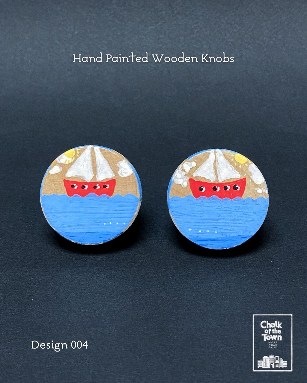 Ζωγραφιστά ξύλινα πόμολα Chalk Of The Town / Hand Painted Wooden Knobs