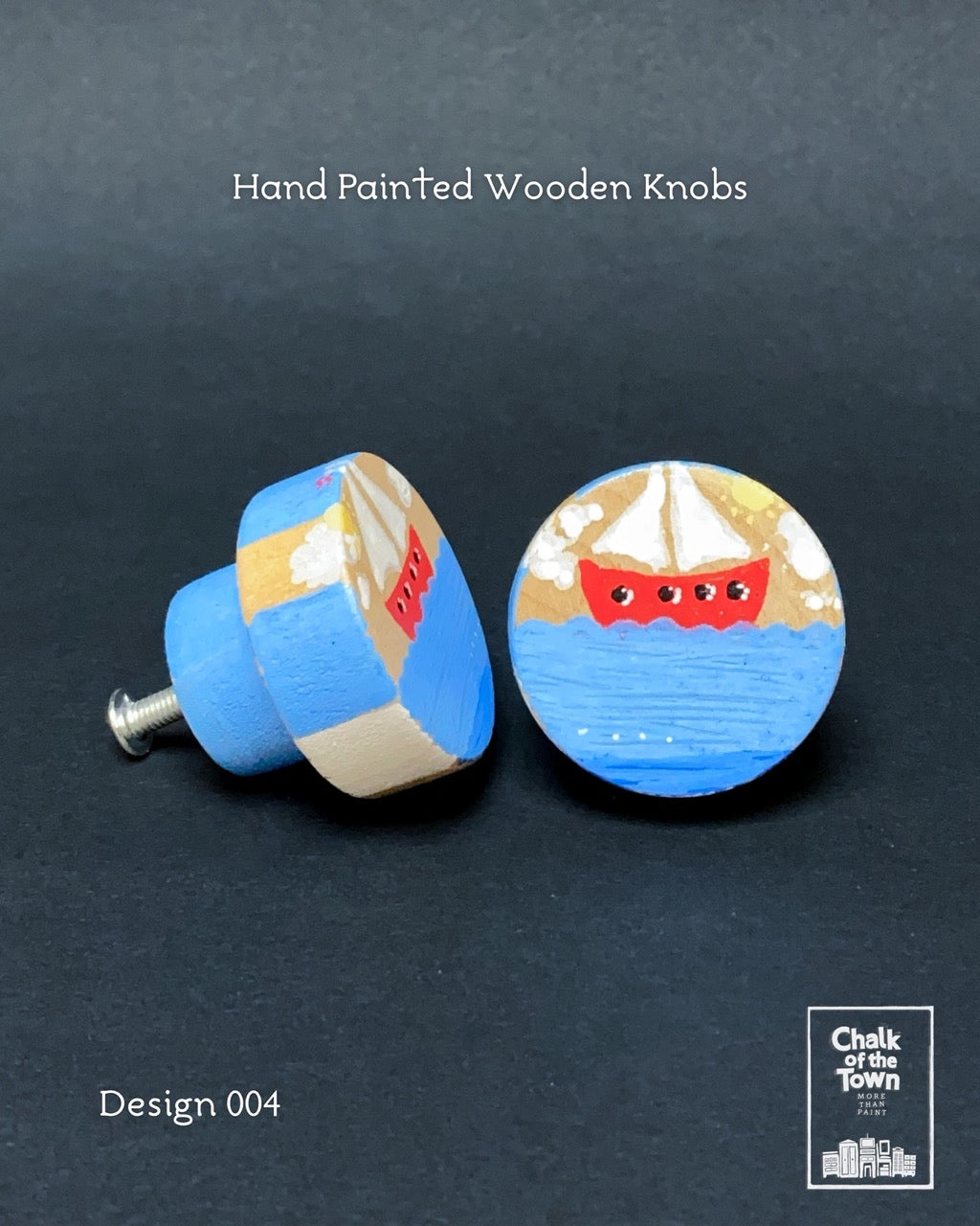 Ζωγραφιστά ξύλινα πόμολα Chalk Of The Town / Hand Painted Wooden Knobs