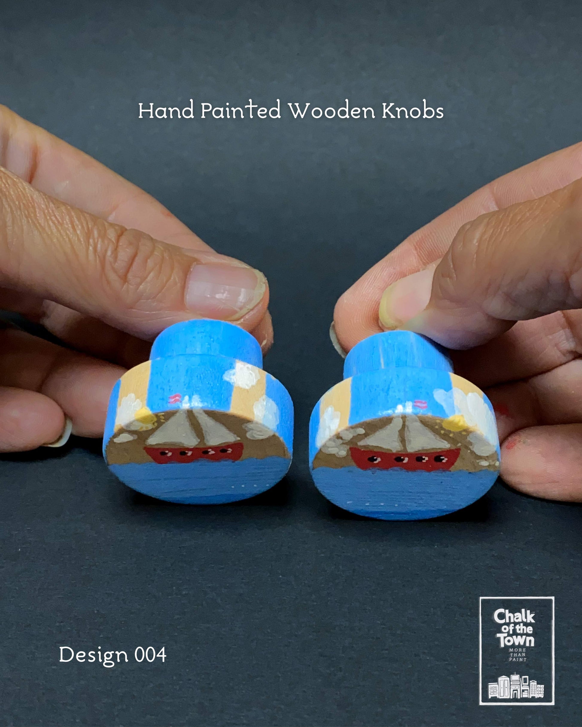 Ζωγραφιστά ξύλινα πόμολα Chalk Of The Town / Hand Painted Wooden Knobs