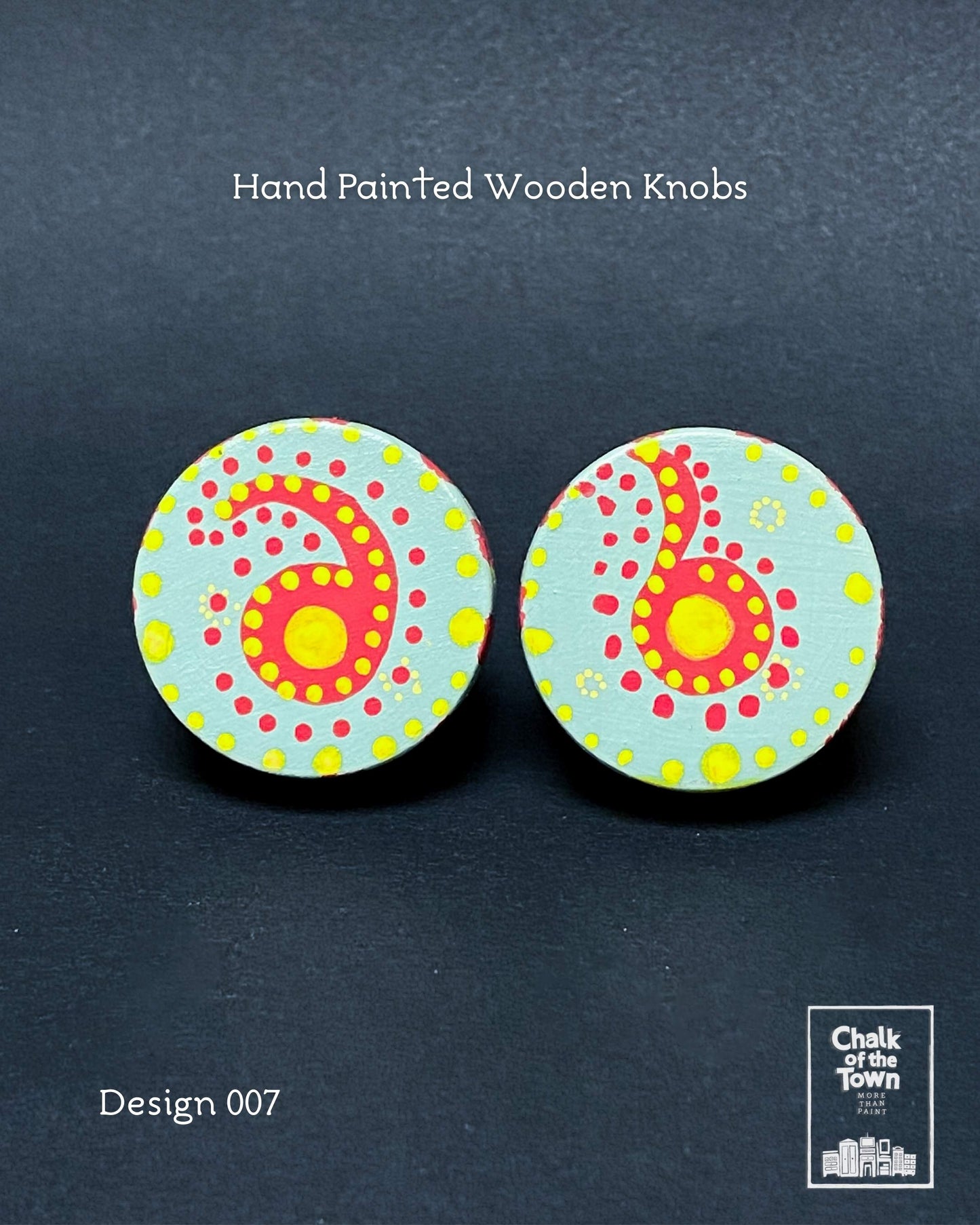 Ξύλινα Ζωγραφιστά Πόμολα Chalk Of The Town | Hand painted Wooden Knobs 