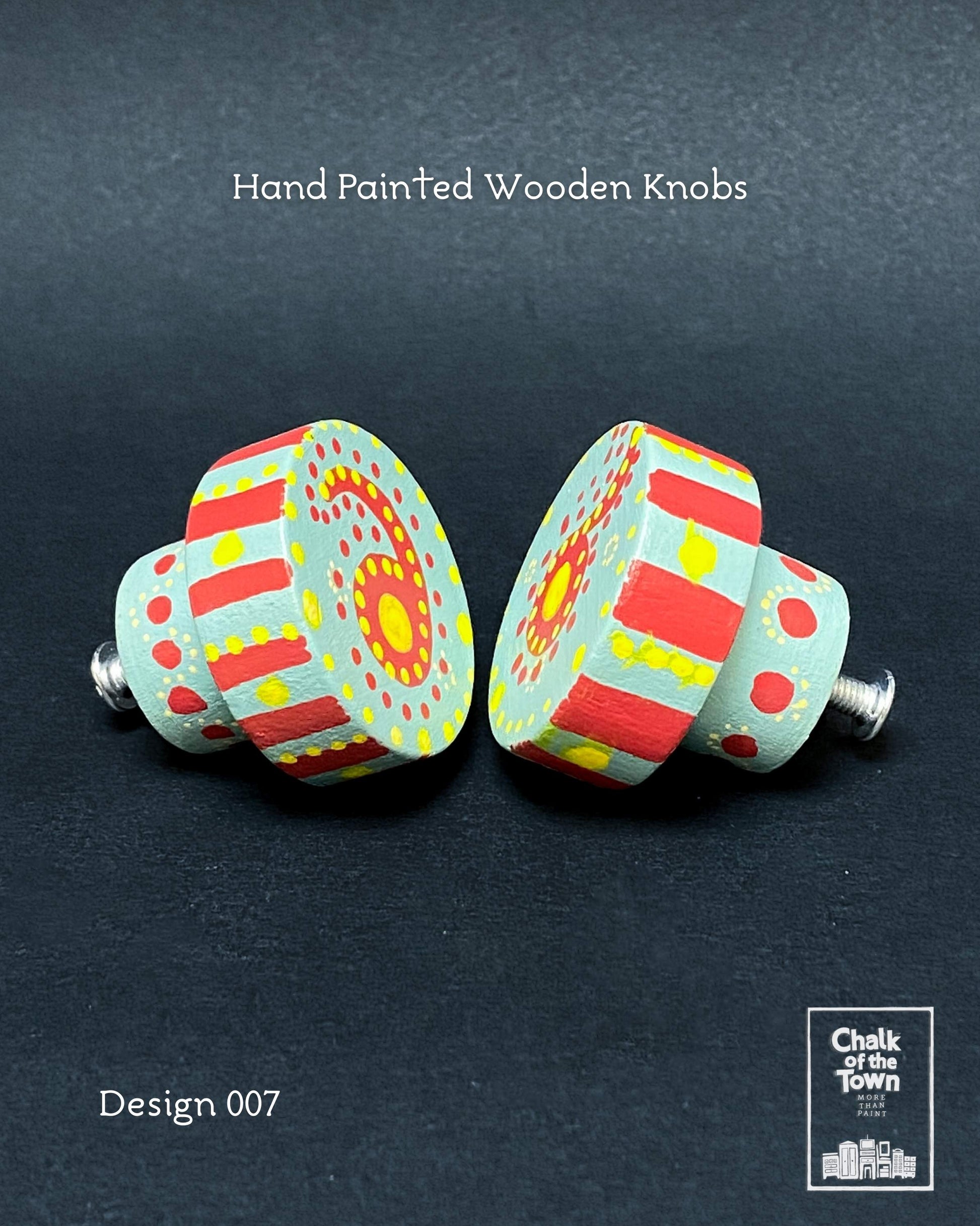 Ξύλινα Ζωγραφιστά Πόμολα Chalk Of The Town | Hand painted Wooden Knobs 