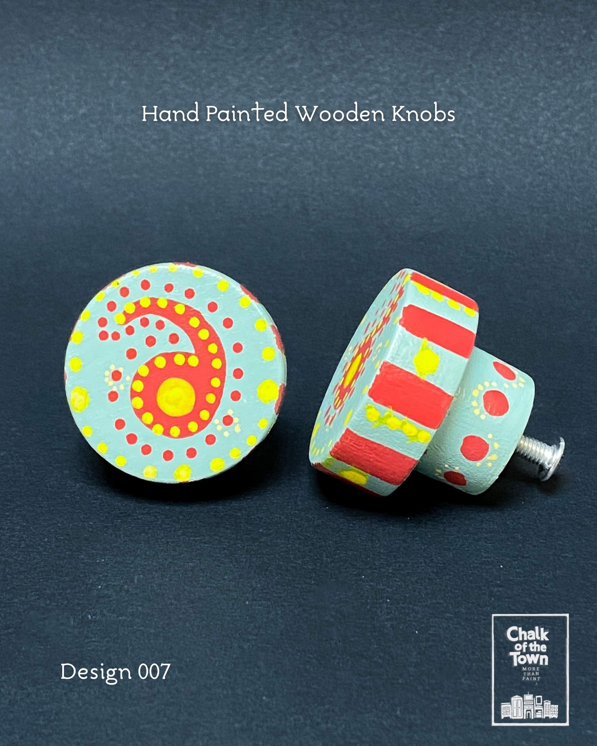 Ξύλινα Ζωγραφιστά Πόμολα Chalk Of The Town | Hand painted Wooden Knobs 