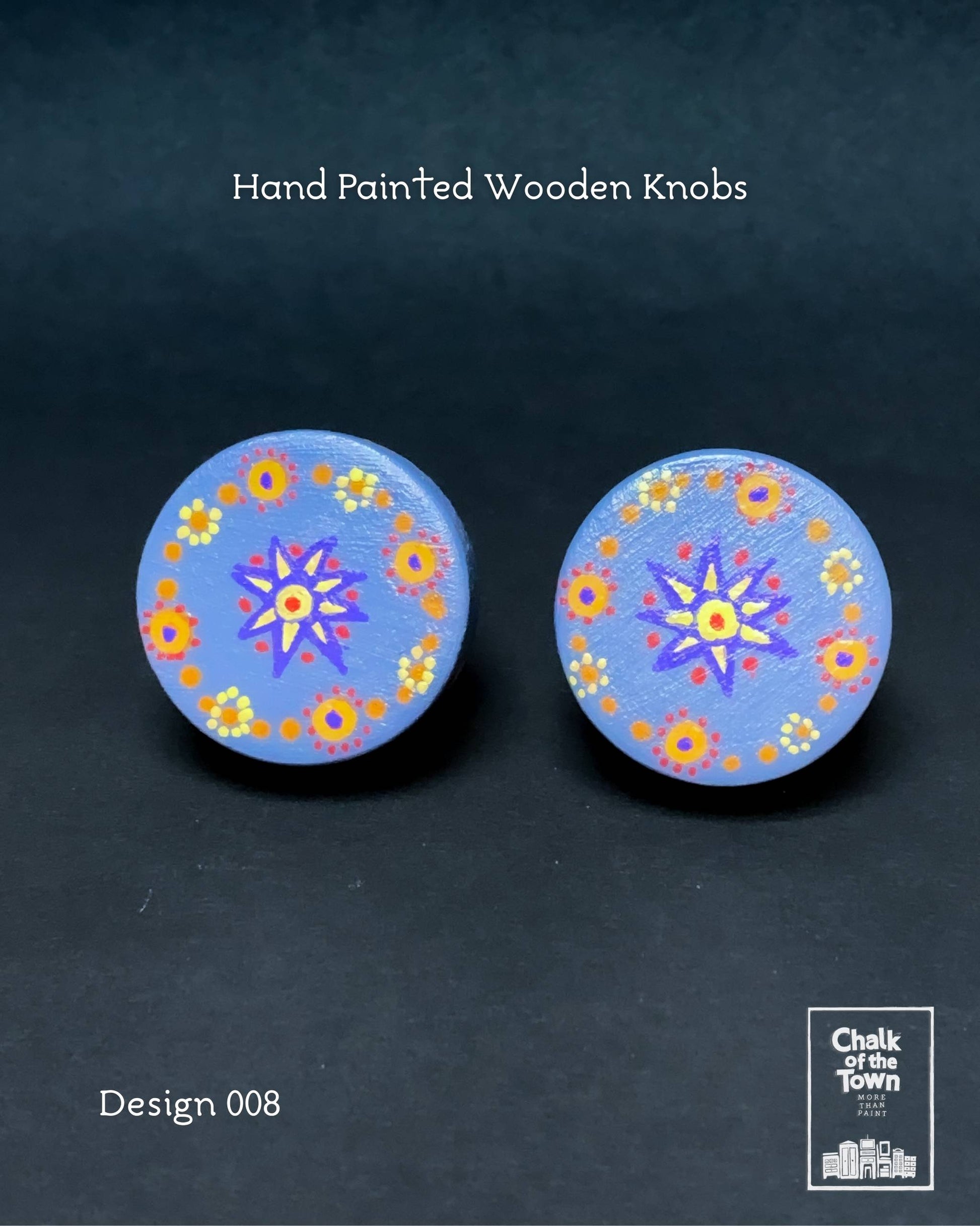 Ξύλινα Ζωγραφιστά Πόμολα Chalk Of The Town | Hand painted Wooden Knobs 