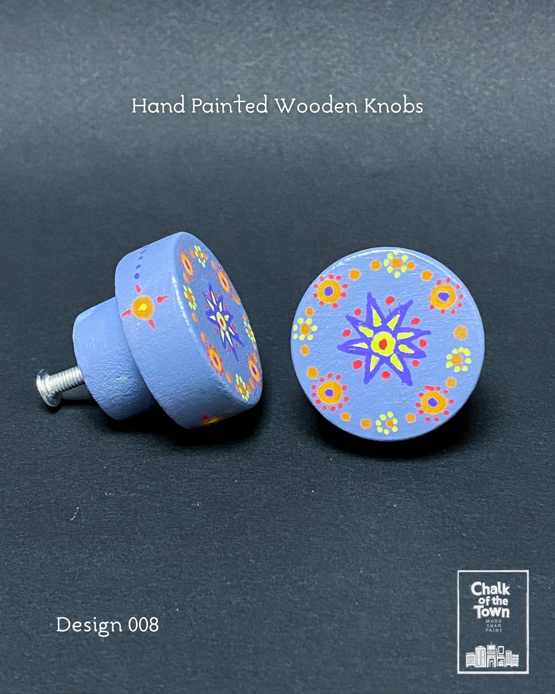 Ξύλινα Ζωγραφιστά Πόμολα Chalk Of The Town | Hand painted Wooden Knobs 
