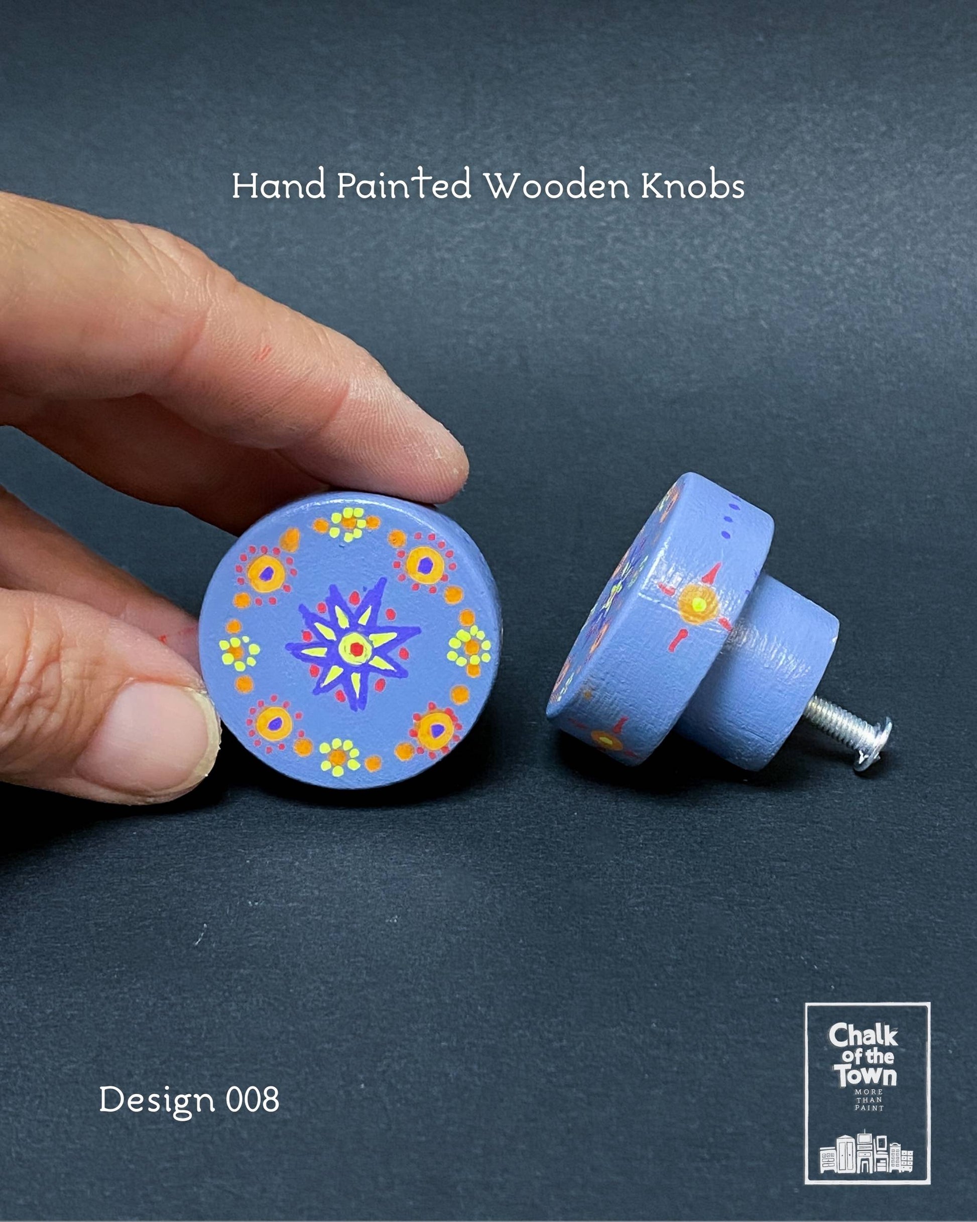 Ξύλινα Ζωγραφιστά Πόμολα Chalk Of The Town | Hand painted Wooden Knobs 