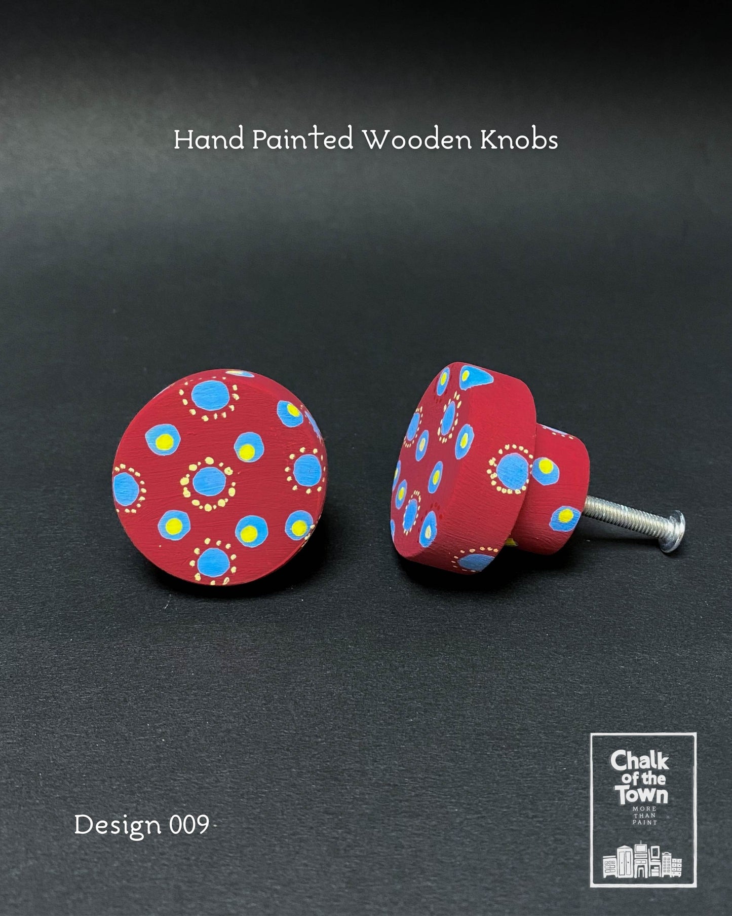 Ξύλινα Ζωγραφιστά Πόμολα Chalk Of The Town | Hand painted Wooden Knobs 
