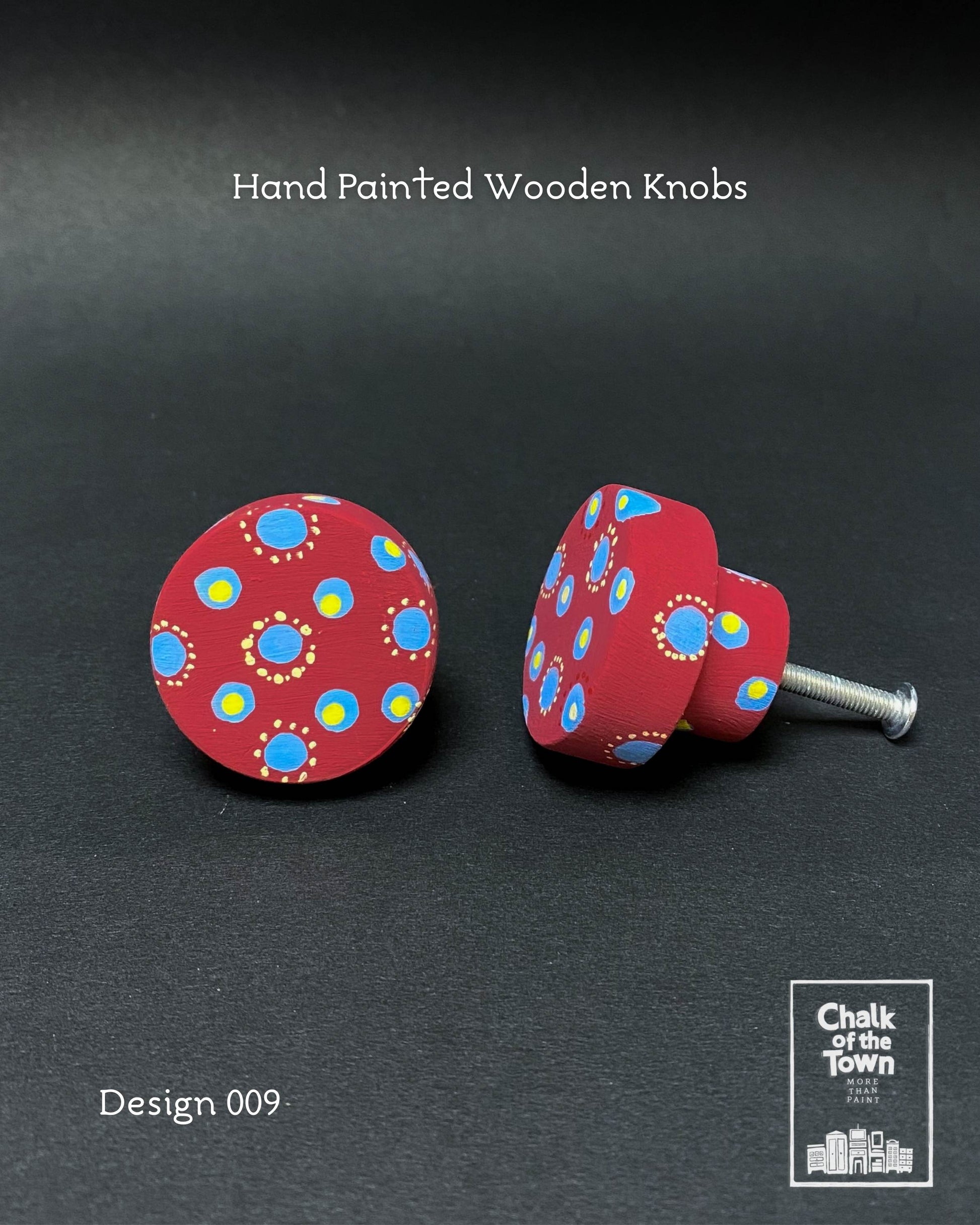 Ξύλινα Ζωγραφιστά Πόμολα Chalk Of The Town | Hand painted Wooden Knobs 